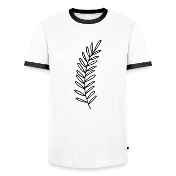 Branch branch leaf leaves plant nature mistletoe fir - Men's Ringer Shirt - white/black - Front - AI Model Female 172 light (172cm) & AI Model Male 178 dark (178cm)
