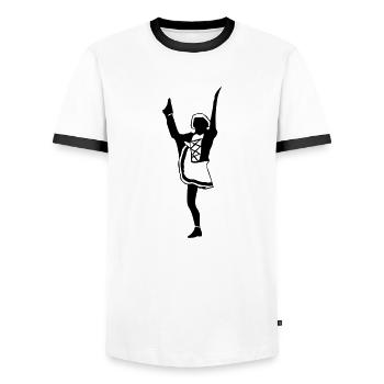 Funkenmarie - Männer Kontrast-T-Shirt - Weiß/Schwarz - Vorne - AI Model Female 172 light (172cm) & AI Model Male 178 dark (178cm)