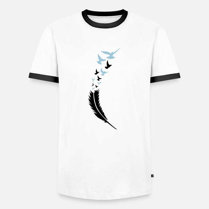 feather voegel fly 2 - Men's Ringer Shirt - white/black