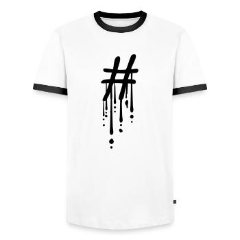Graffiti Tropfen Hashtag - Männer Kontrast-T-Shirt - Weiß/Schwarz - Vorne - AI Model Female 172 light (172cm) & AI Model Male 178 dark (178cm)