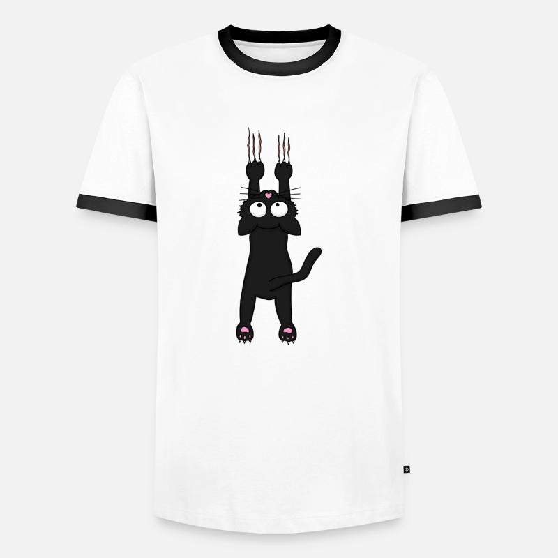 Schwarze Katze (neu) - Männer Kontrast-T-Shirt - Weiß/Schwarz
