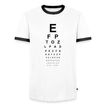 Eye Test Glasses Opticians Read Eyes Letters ABC - Men's Ringer Shirt - white/black - Front - AI Model Female 172 light (172cm) & AI Model Male 178 dark (178cm)