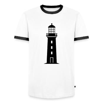 Lighthouse - Men's Ringer Shirt - white/black - Front - AI Model Female 172 light (172cm) & AI Model Male 178 dark (178cm)