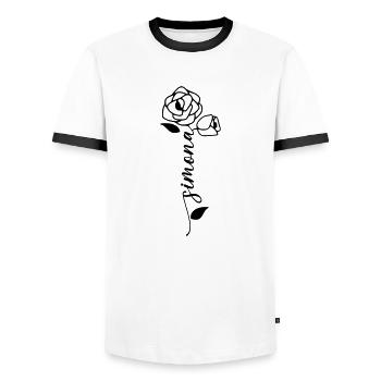 Simona Name Vorname Namensblume - Männer Kontrast-T-Shirt - Weiß/Schwarz - Vorne - AI Model Female 172 light (172cm) & AI Model Male 178 dark (178cm)