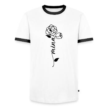 Mina Name Vorname Namensblume - Männer Kontrast-T-Shirt - Weiß/Schwarz - Vorne - AI Model Female 172 light (172cm) & AI Model Male 178 dark (178cm)