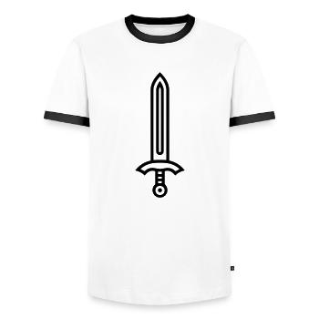 sword - Men's Ringer Shirt - white/black - Front - AI Model Female 172 light (172cm) & AI Model Male 178 dark (178cm)