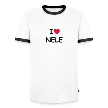 I love Nele - Männer Kontrast-T-Shirt - Weiß/Schwarz - Vorne - AI Model Female 172 light (172cm) & AI Model Male 178 dark (178cm)