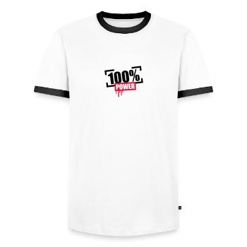 100 % de puissance Stempel - T-shirt contrasté Homme - blanc/noir - Devant - AI Model Female 172 light (172cm) & AI Model Male 178 dark (178cm)