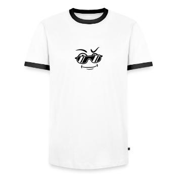 Mec cool lunettes de soleil type sourire - T-shirt contrasté Homme - blanc/noir - Devant - AI Model Female 172 light (172cm) & AI Model Male 178 dark (178cm)