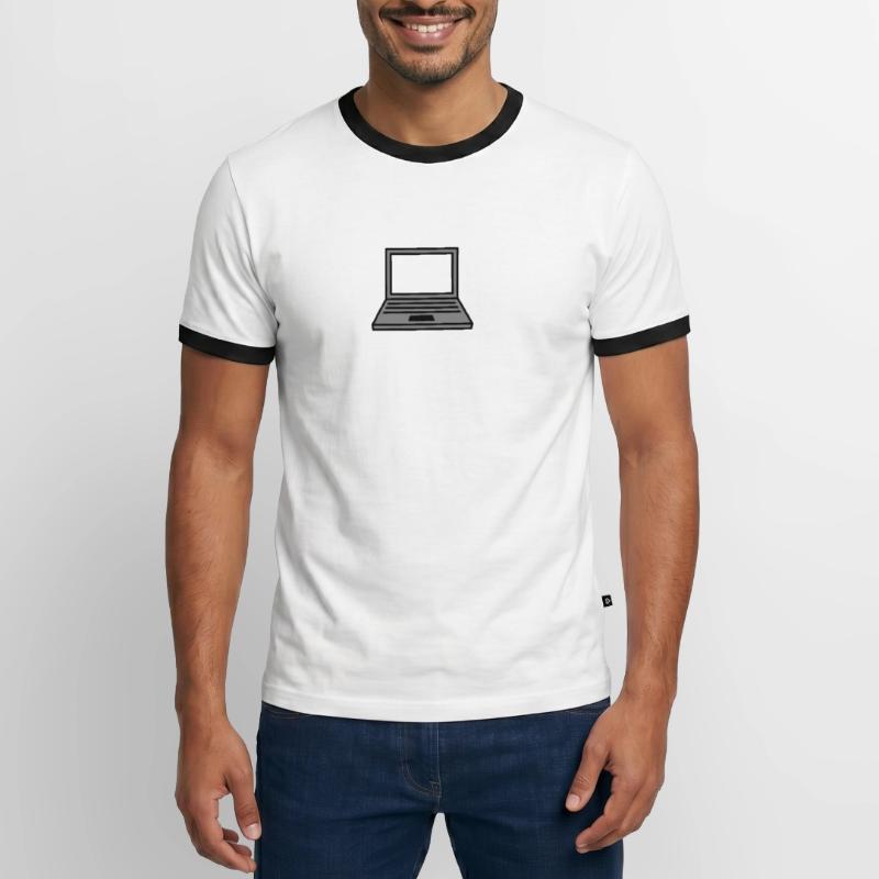 computer laptop notebook pc write screen mobile ta Men's Ringer Shirt