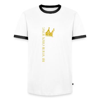 Be Your Own King - White Royal Lion - Men's Ringer Shirt - white/black - Front - AI Model Female 172 light (172cm) & AI Model Male 178 dark (178cm)