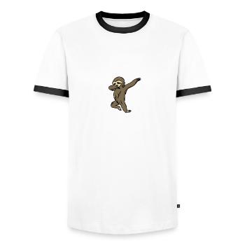 Paresseux: Fauli danse - T-shirt contrasté Homme - blanc/noir - Devant - AI Model Female 172 light (172cm) & AI Model Male 178 dark (178cm)