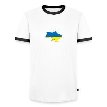 Ukraine - Männer Kontrast-T-Shirt - Weiß/Schwarz - Vorne - AI Model Female 172 light (172cm) & AI Model Male 178 dark (178cm)