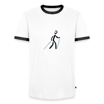 Nordic Walking 2C - T-shirt contrasté Homme - blanc/noir - Devant - AI Model Female 172 light (172cm) & AI Model Male 178 dark (178cm)