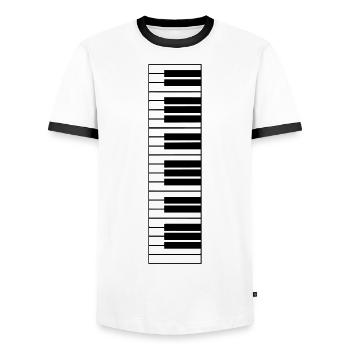 klaviertasten, piano, klavier, keyboard - Männer Kontrast-T-Shirt - Weiß/Schwarz - Vorne - AI Model Female 172 light (172cm) & AI Model Male 178 dark (178cm)