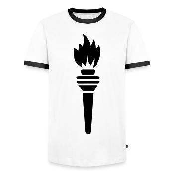 Flame Symbol - Men's Ringer Shirt - white/black - Front - AI Model Female 172 light (172cm) & AI Model Male 178 dark (178cm)
