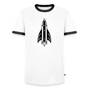 Rocket - Men's Ringer Shirt - white/black - Front - AI Model Female 172 light (172cm) & AI Model Male 178 dark (178cm)