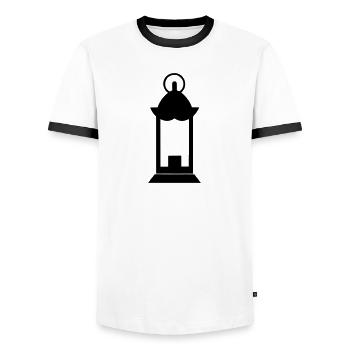 lantern - Men's Ringer Shirt - white/black - Front - AI Model Female 172 light (172cm) & AI Model Male 178 dark (178cm)