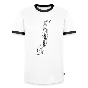 processor geek design cool cpu wires wire ver - Men's Ringer Shirt - white/black - Front - AI Model Female 172 light (172cm) & AI Model Male 178 dark (178cm)