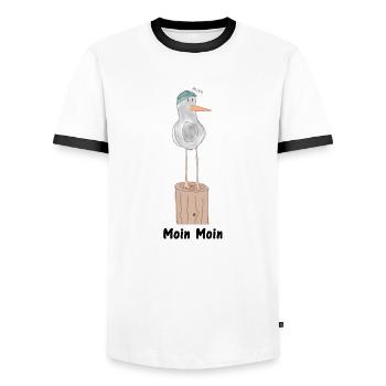 moin moin - Männer Kontrast-T-Shirt - Weiß/Schwarz - Vorne - AI Model Female 172 light (172cm) & AI Model Male 178 dark (178cm)