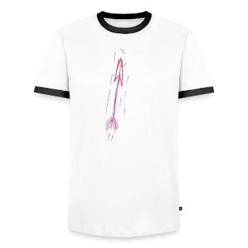Arrow in pink - Men's Ringer Shirt - white/black - Front - AI Model Female 172 light (172cm) & AI Model Male 178 dark (178cm)