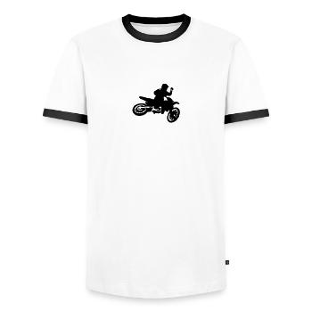 Motocross Bike Whip - Männer Kontrast-T-Shirt - Weiß/Schwarz - Vorne - AI Model Female 172 light (172cm) & AI Model Male 178 dark (178cm)