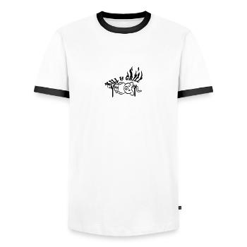 Kill And Grill Pig - T-shirt contrasté Homme - blanc/noir - Devant - AI Model Female 172 light (172cm) & AI Model Male 178 dark (178cm)