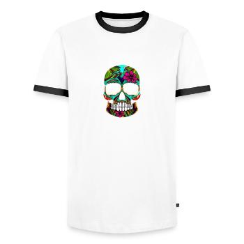 Skill Mexiko - Männer Kontrast-T-Shirt - Weiß/Schwarz - Vorne - AI Model Female 172 light (172cm) & AI Model Male 178 dark (178cm)