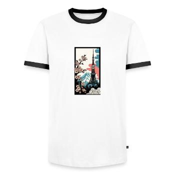 Affiche de Tokyo - T-shirt contrasté Homme - blanc/noir - Devant - AI Model Female 172 light (172cm) & AI Model Male 178 dark (178cm)