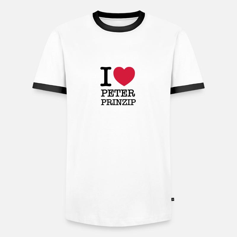 I Love "Peter Prinzip" - Männer Kontrast-T-Shirt - Weiß/Schwarz