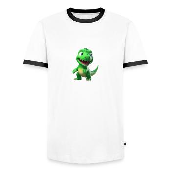 Tinysaure - Men's Ringer Shirt - white/black - Front - AI Model Female 172 light (172cm) & AI Model Male 178 dark (178cm)
