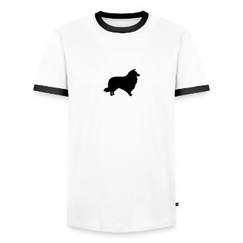 Collie - Men's Ringer Shirt - white/black - Front - AI Model Female 172 light (172cm) & AI Model Male 178 dark (178cm)