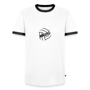 cool net man boy jump serve silhouette silhouette - Men's Ringer Shirt - white/black - Front - AI Model Female 172 light (172cm) & AI Model Male 178 dark (178cm)