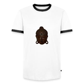 Bouddha - T-shirt contrasté Homme - blanc/noir - Devant - AI Model Female 172 light (172cm) & AI Model Male 178 dark (178cm)