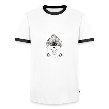Bouddha - T-shirt contrasté Homme - blanc/noir - Devant - AI Model Female 172 light (172cm) & AI Model Male 178 dark (178cm)