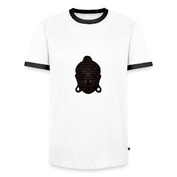 Bouddha - T-shirt contrasté Homme - blanc/noir - Devant - AI Model Female 172 light (172cm) & AI Model Male 178 dark (178cm)
