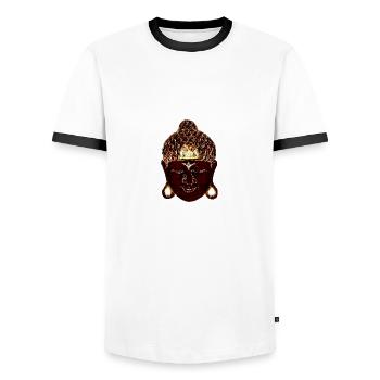 Bouddha - T-shirt contrasté Homme - blanc/noir - Devant - AI Model Female 172 light (172cm) & AI Model Male 178 dark (178cm)