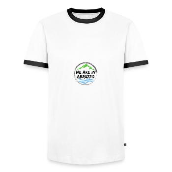 NOUS SOMMES DANS LES ABRUZZES - T-shirt contrasté Homme - blanc/noir - Devant - AI Model Female 172 light (172cm) & AI Model Male 178 dark (178cm)