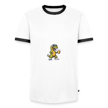 Dinosaur T-Rex Bière Après-Ski - T-shirt contrasté Homme - blanc/noir - Devant - AI Model Female 172 light (172cm) & AI Model Male 178 dark (178cm)