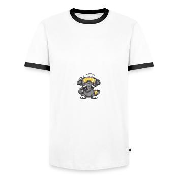 Mammut Apres Ski Bier - Männer Kontrast-T-Shirt - Weiß/Schwarz - Vorne - AI Model Female 172 light (172cm) & AI Model Male 178 dark (178cm)