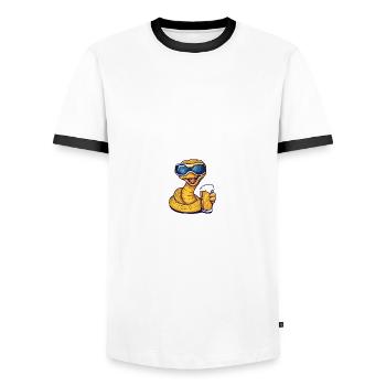 Schlange Kobra Apres Ski Bier Comic - Männer Kontrast-T-Shirt - Weiß/Schwarz - Vorne - AI Model Female 172 light (172cm) & AI Model Male 178 dark (178cm)