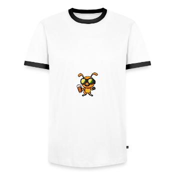 Fourmi après-ski bière bande dessinée - T-shirt contrasté Homme - blanc/noir - Devant - AI Model Female 172 light (172cm) & AI Model Male 178 dark (178cm)
