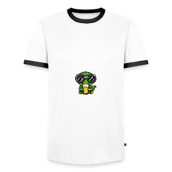 Chameleon Après-Ski Bière Bande Dessinée - T-shirt contrasté Homme - blanc/noir - Devant - AI Model Female 172 light (172cm) & AI Model Male 178 dark (178cm)