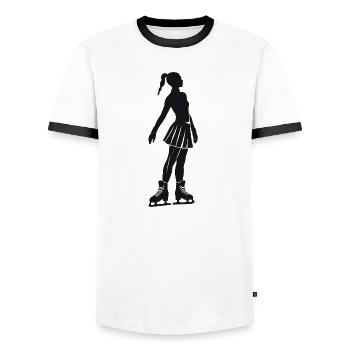Eis Figure Skater  - Cool Silhouette Logo - Männer Kontrast-T-Shirt - Weiß/Schwarz - Vorne - AI Model Female 172 light (172cm) & AI Model Male 178 dark (178cm)