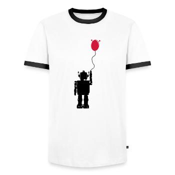 Roboterluftballon Hinten - Männer Kontrast-T-Shirt - Weiß/Schwarz - Vorne - AI Model Female 172 light (172cm) & AI Model Male 178 dark (178cm)