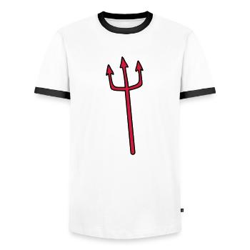 Teufel Dreizack Waffe Stechen - Männer Kontrast-T-Shirt - Weiß/Schwarz - Vorne - AI Model Female 172 light (172cm) & AI Model Male 178 dark (178cm)