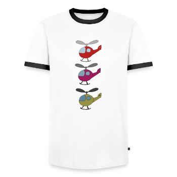 Helicopter colorful - Men's Ringer Shirt - white/black - Front - AI Model Female 172 light (172cm) & AI Model Male 178 dark (178cm)