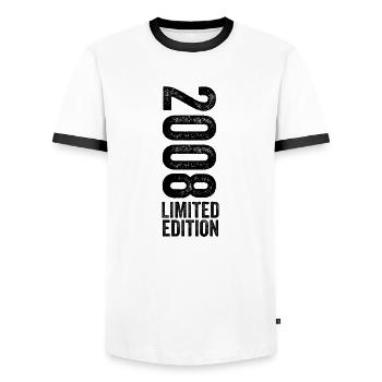 2008 Limited Edition Birthday Gift 2008 - Men's Ringer Shirt - white/black - Front - AI Model Female 172 light (172cm) & AI Model Male 178 dark (178cm)