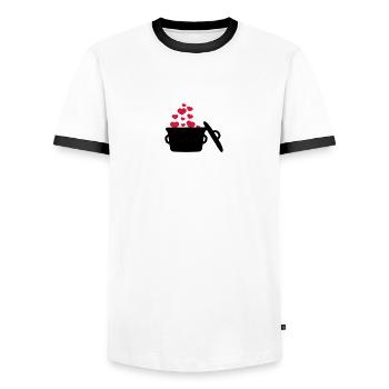 Chef's Hat 5 star love heart - Men's Ringer Shirt - white/black - Front - AI Model Female 172 light (172cm) & AI Model Male 178 dark (178cm)