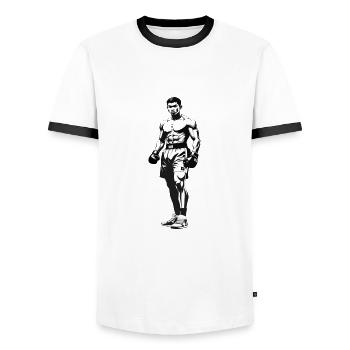 Thai Boxer - Martial Arts Sticker - Männer Kontrast-T-Shirt - Weiß/Schwarz - Vorne - AI Model Female 172 light (172cm) & AI Model Male 178 dark (178cm)